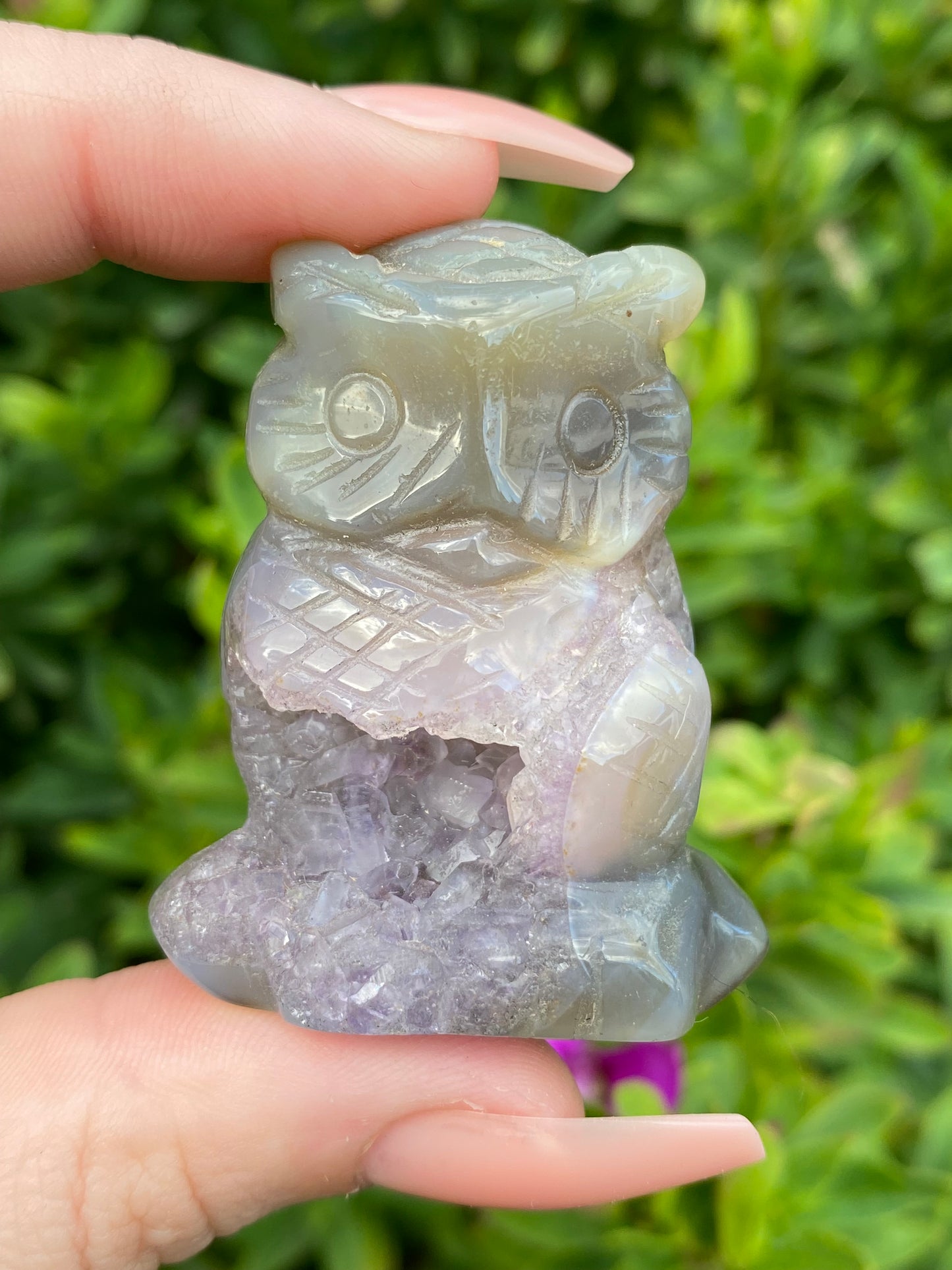 Drusey Agate Owl