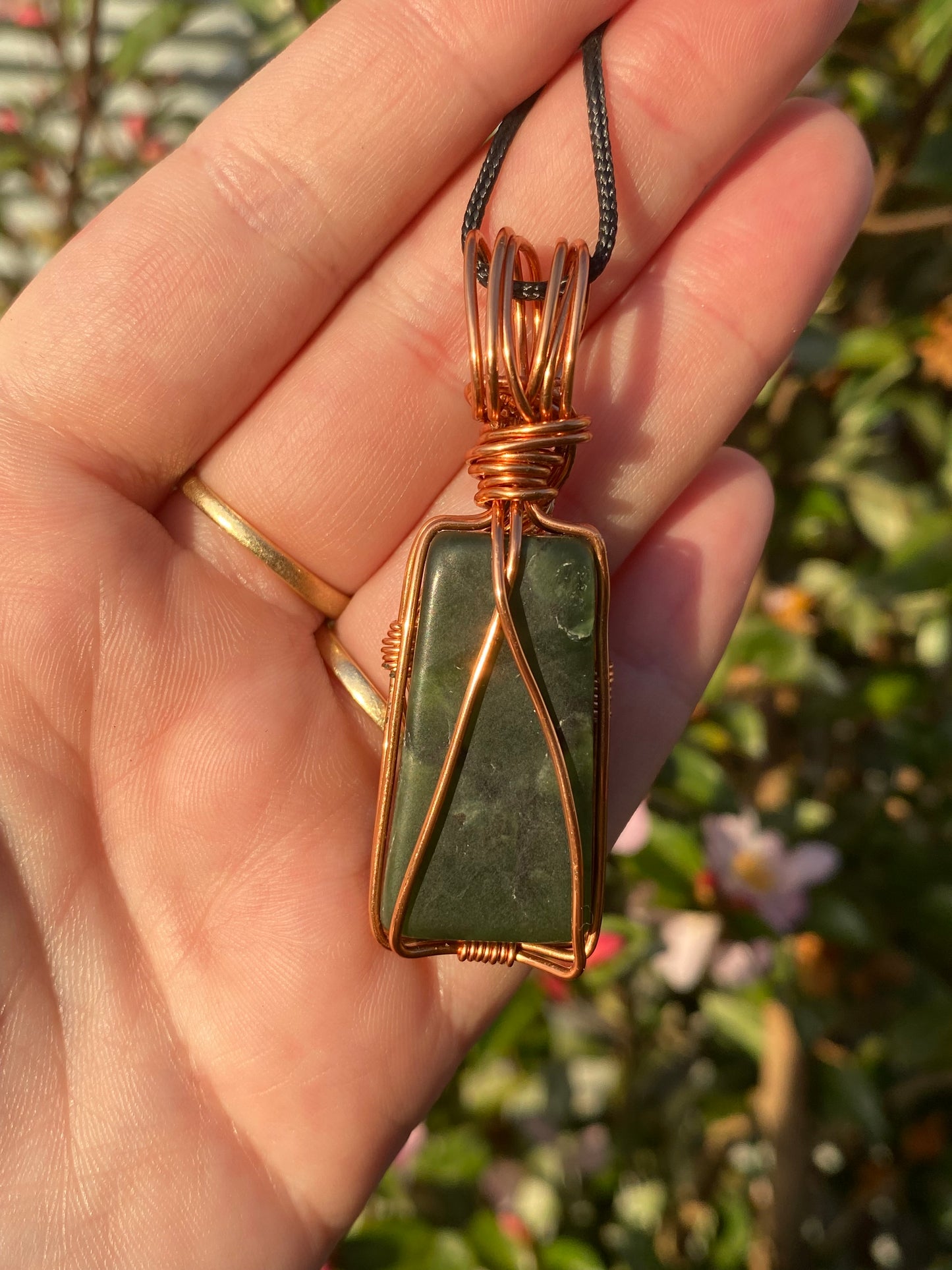 Greenstone Copper Wrapped Pendant