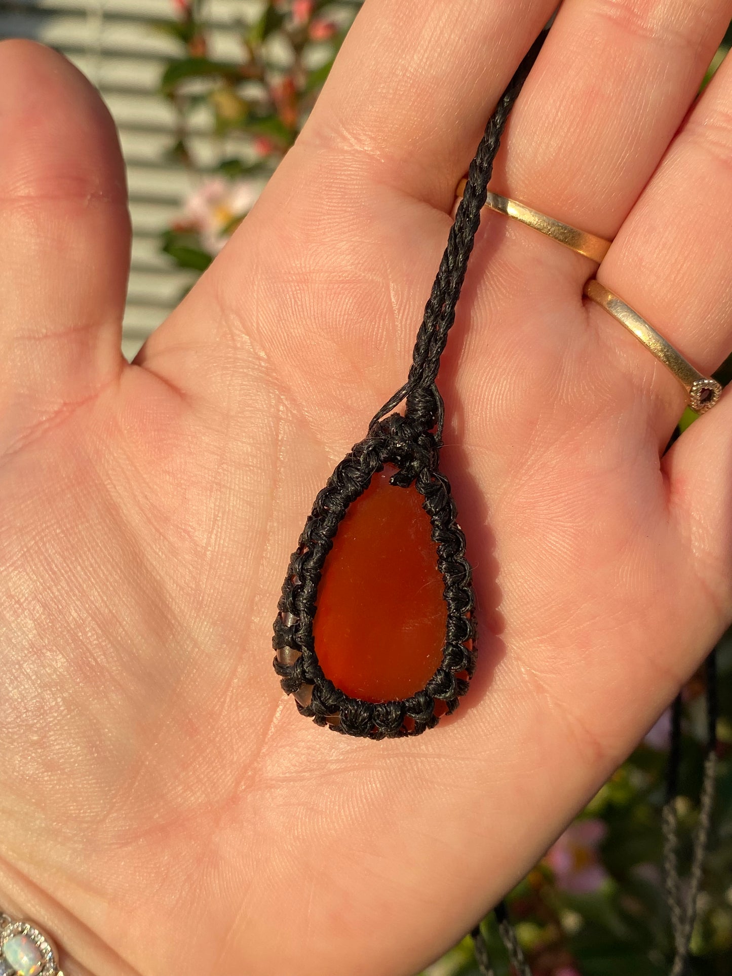 Carnelian Micro Macrame Necklace