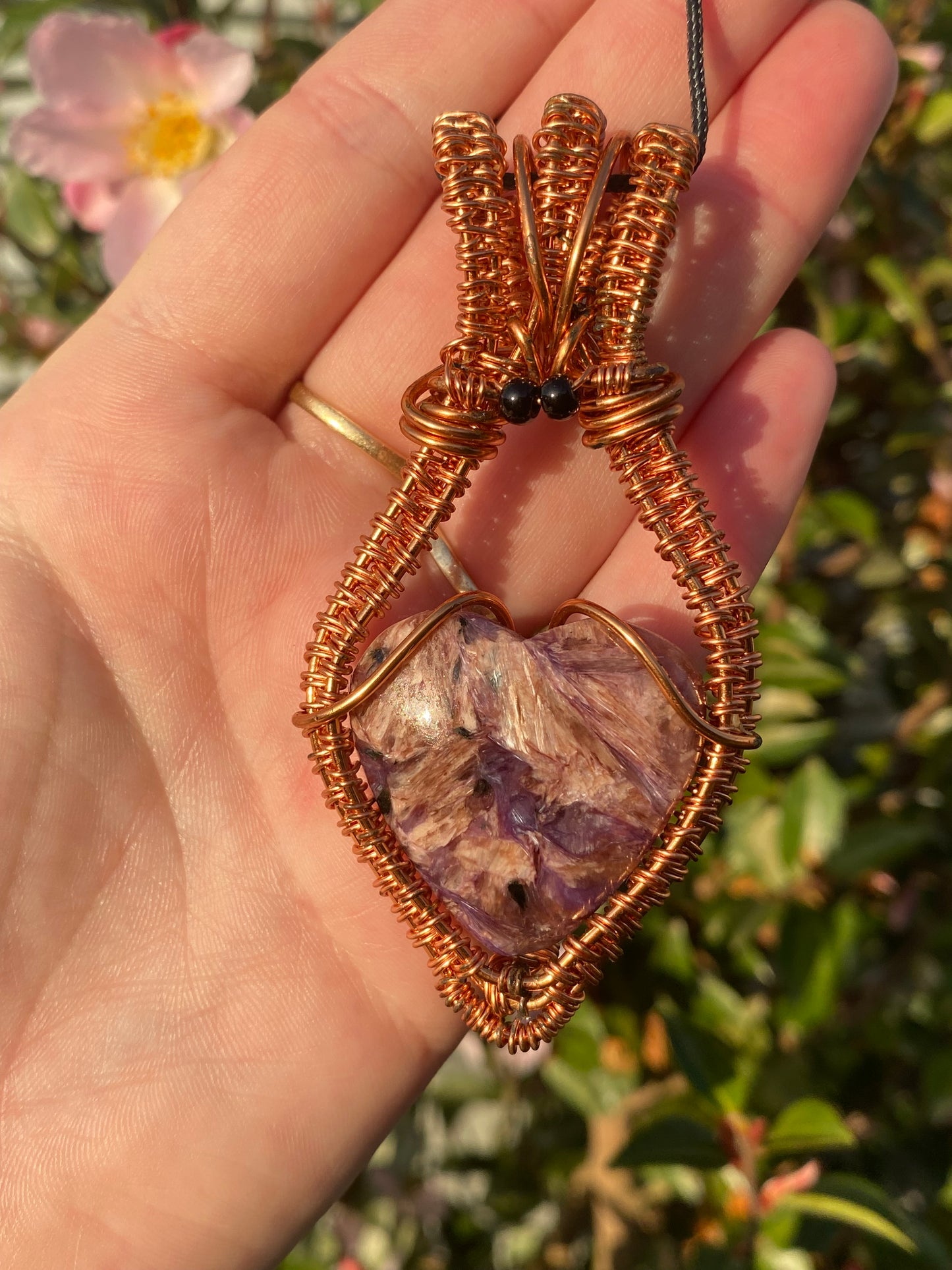 Charoite Wrapped in Copper Pendant