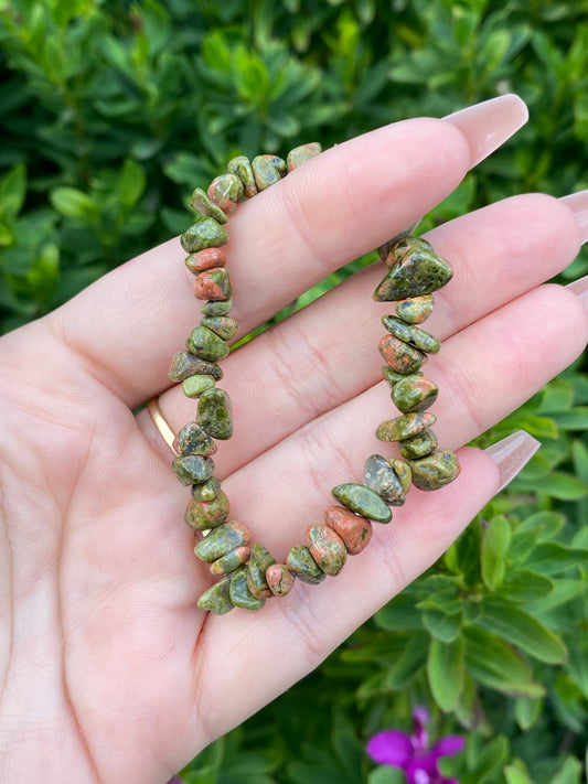 Unakite Chip Bracelet