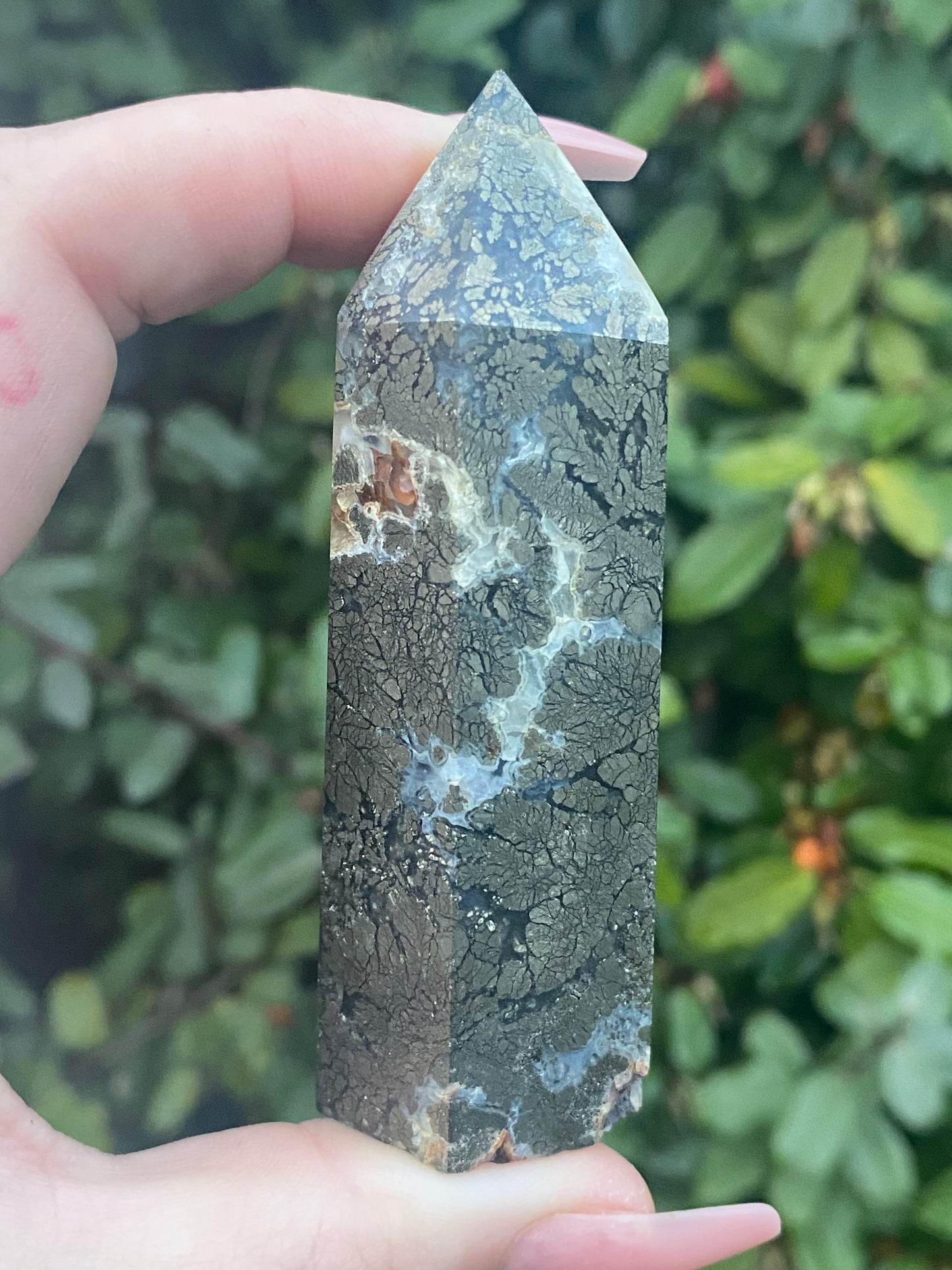 Pyrite in Agate Polished Point - 182g