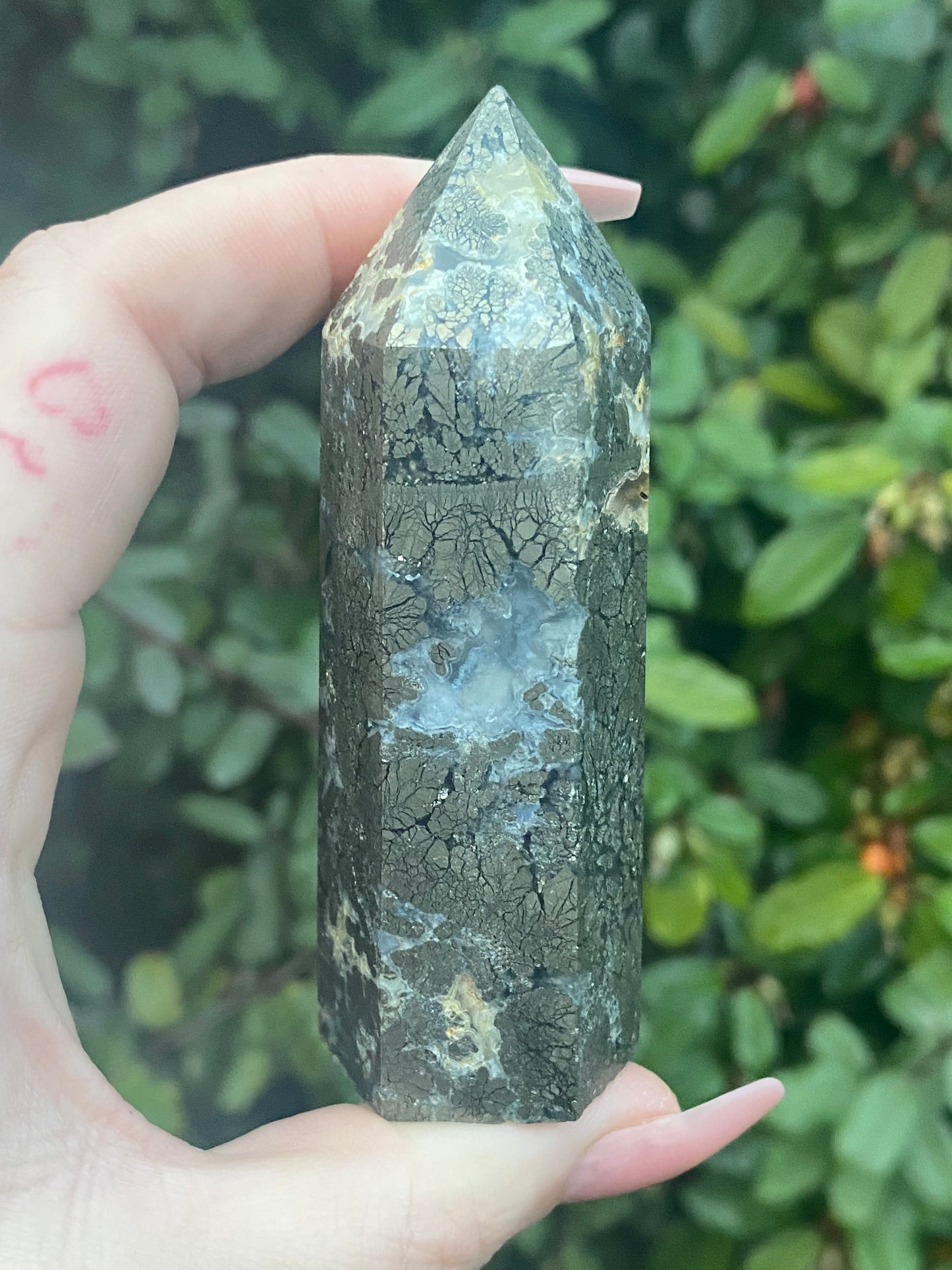 Pyrite in Agate Polished Point - 182g