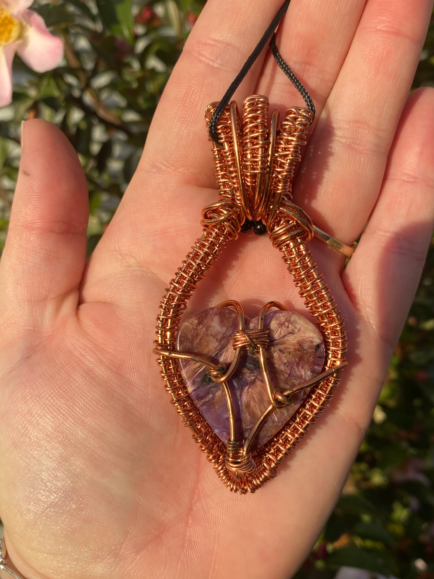 Charoite Wrapped in Copper Pendant