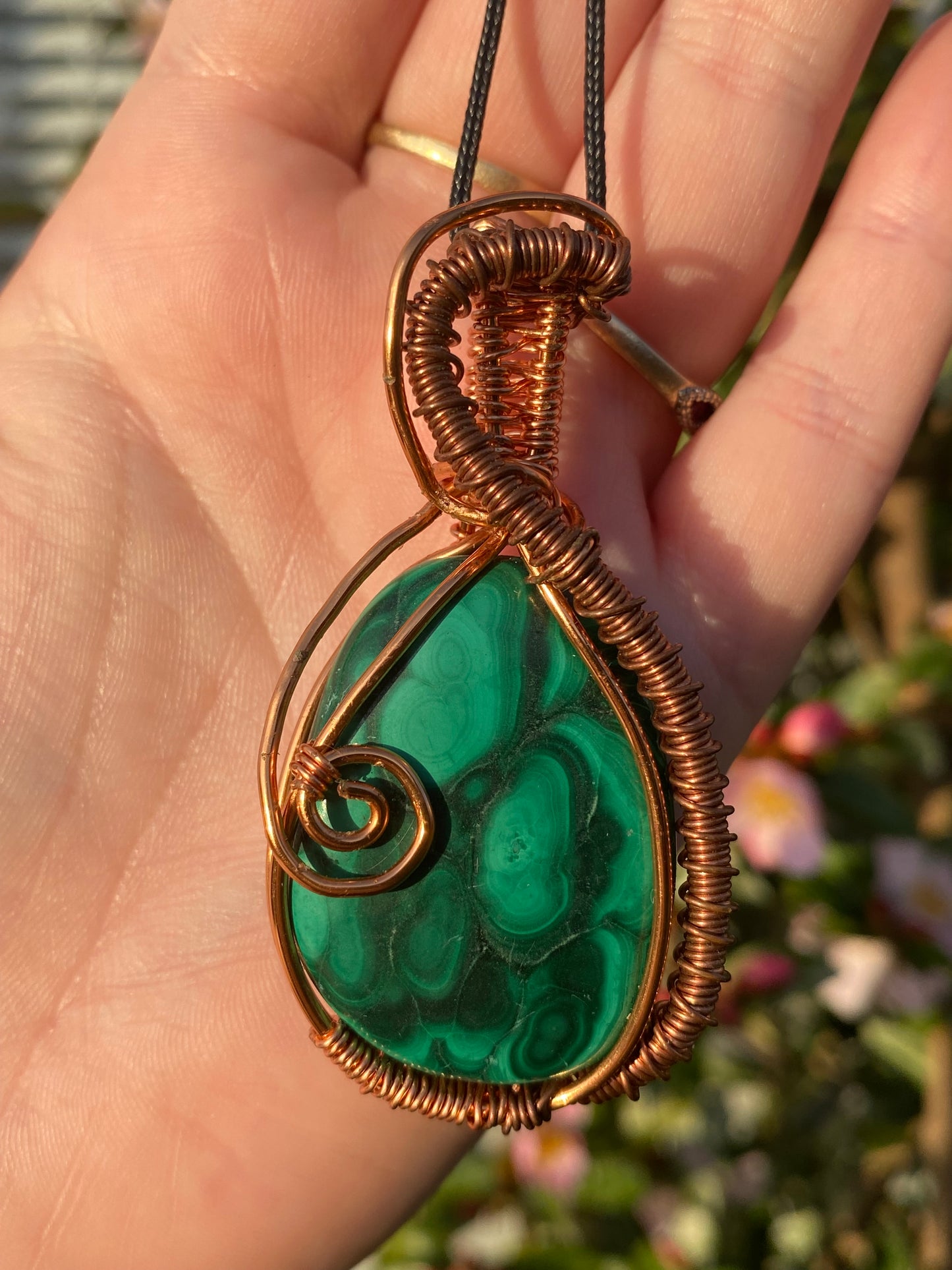 Malachite Copper Wrapped Pendant