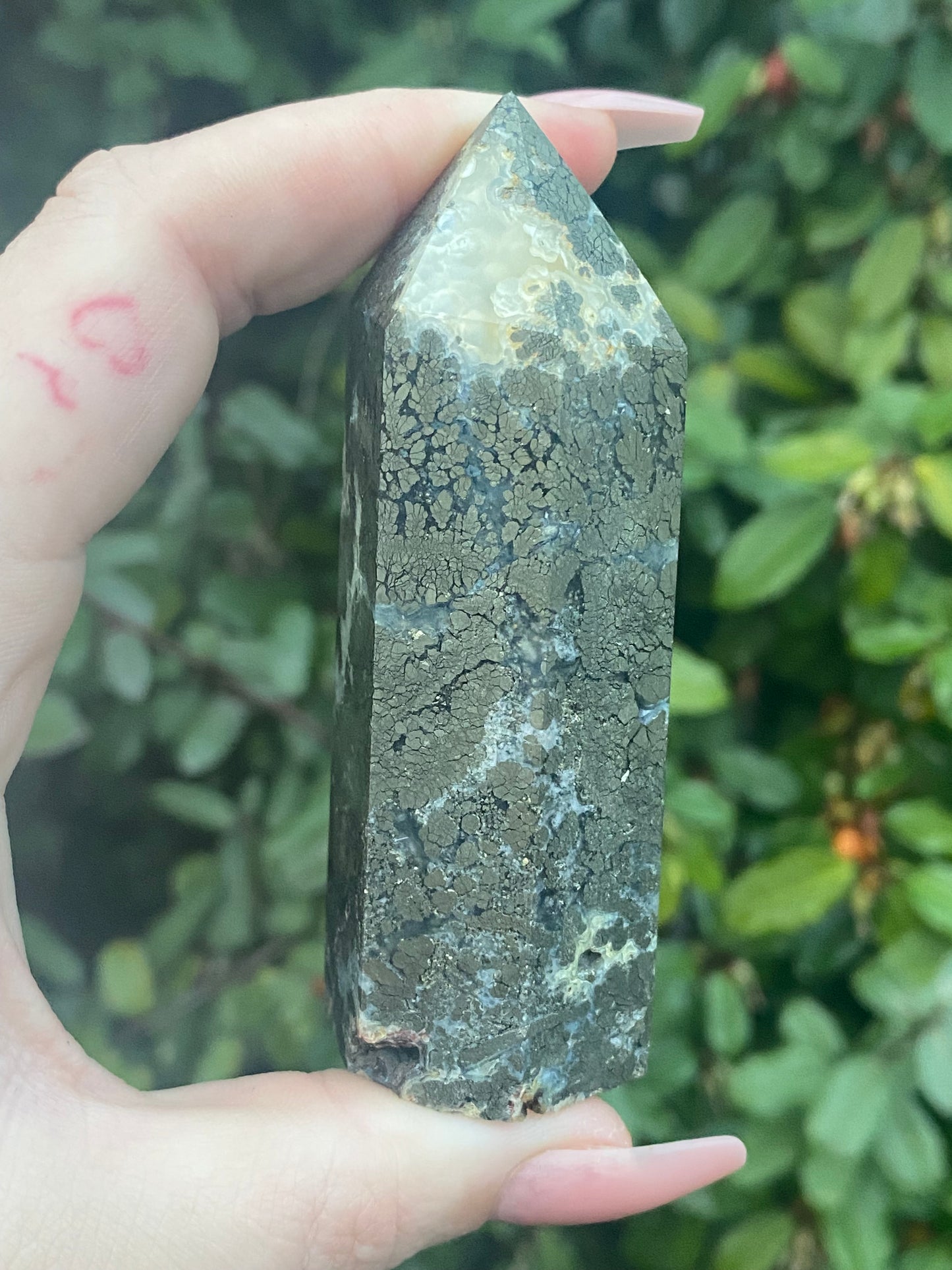 Pyrite in Agate Polished Point - 182g