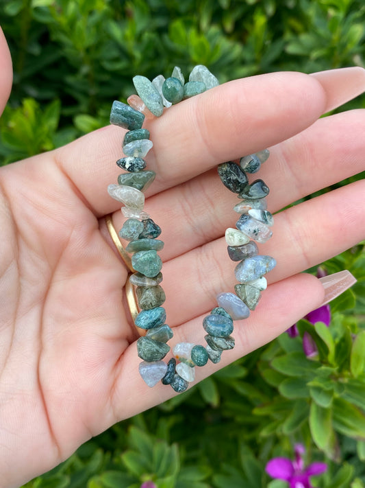 Moss Agate Chip Bracelet