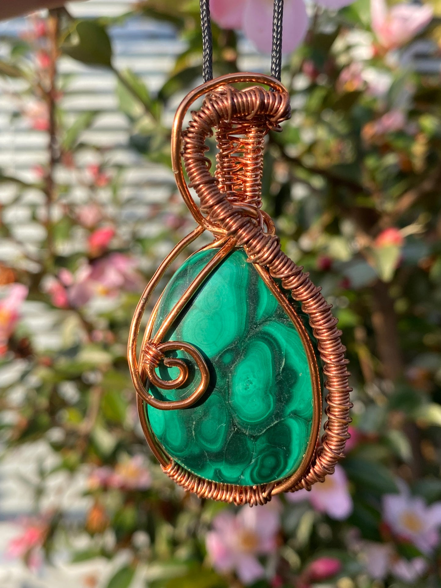 Malachite Copper Wrapped Pendant