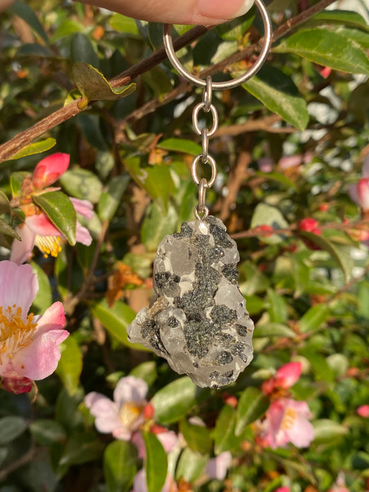 Rough Tourmalated Quartz Keychain