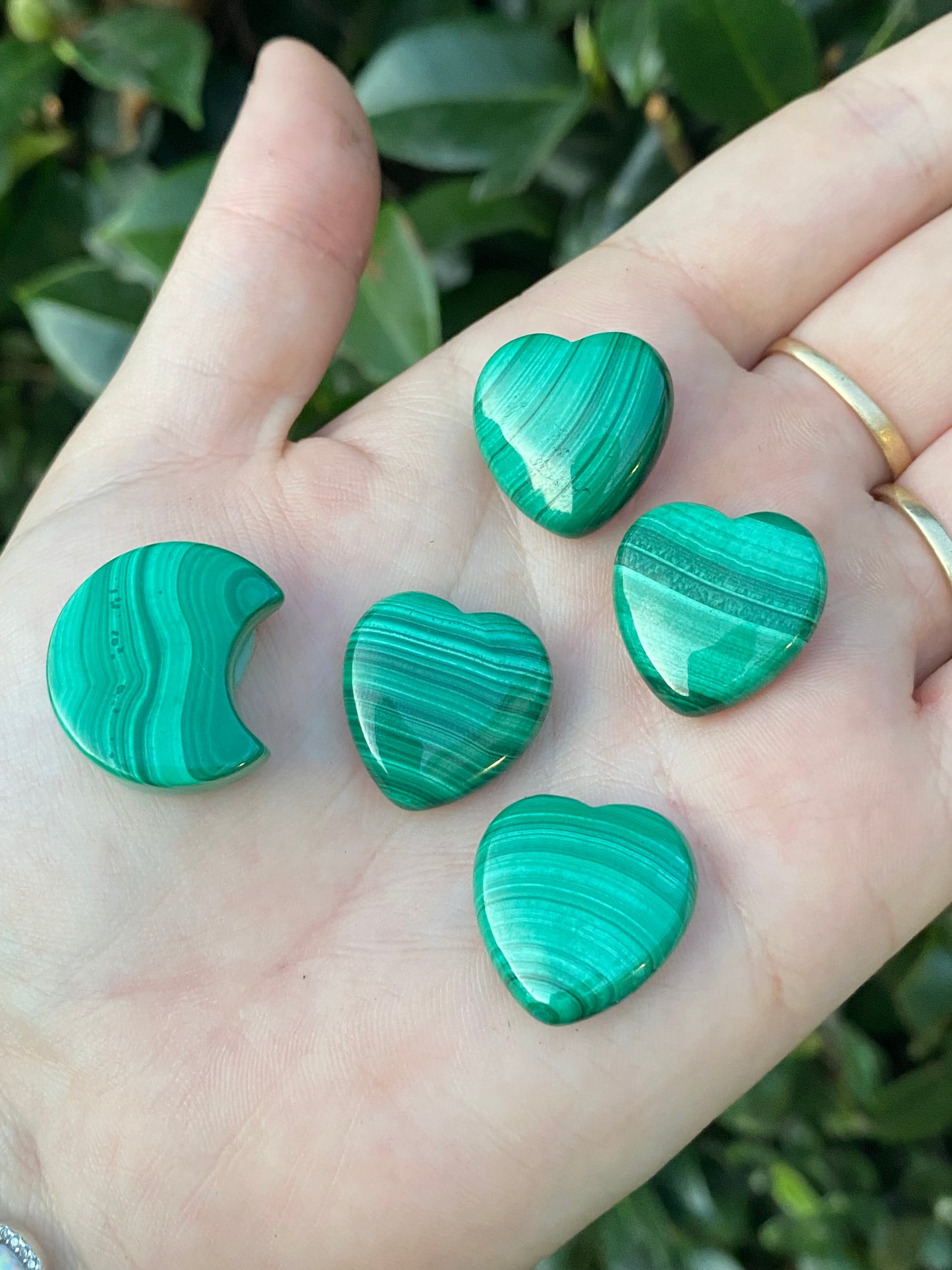 CLEARANCE - Malachite Mini Heart or Moon - Each