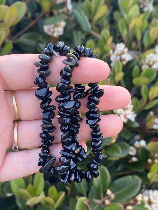 Black Obsidian Chip Bracelet