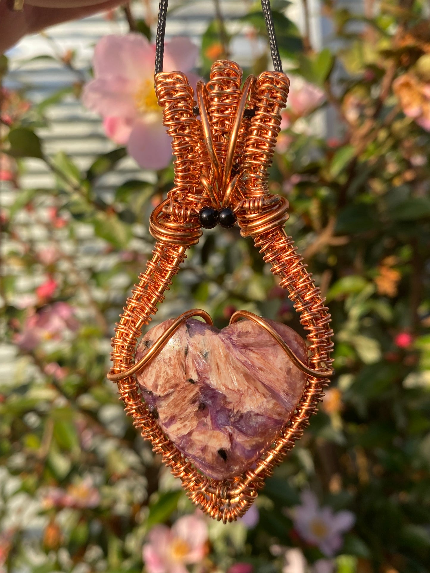 Charoite Wrapped in Copper Pendant