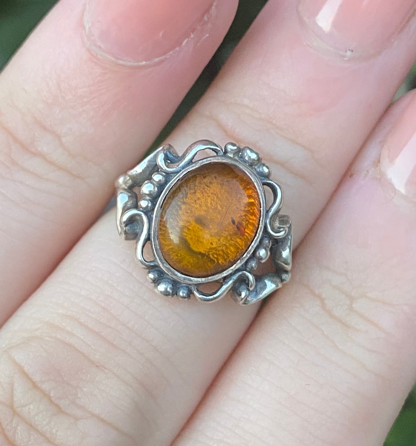 Sterling Silver 925 Baltic Amber Ring