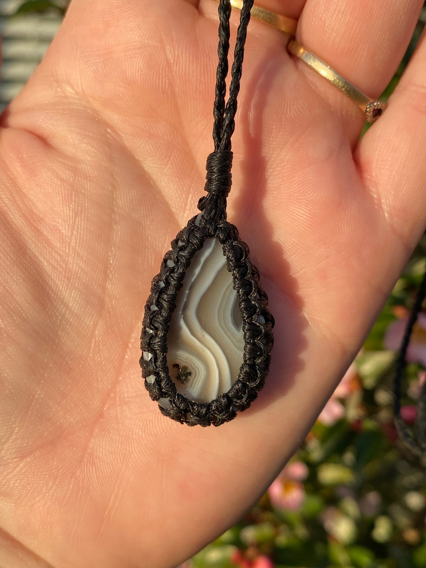 Botswana Agate Micro Macrame Necklace