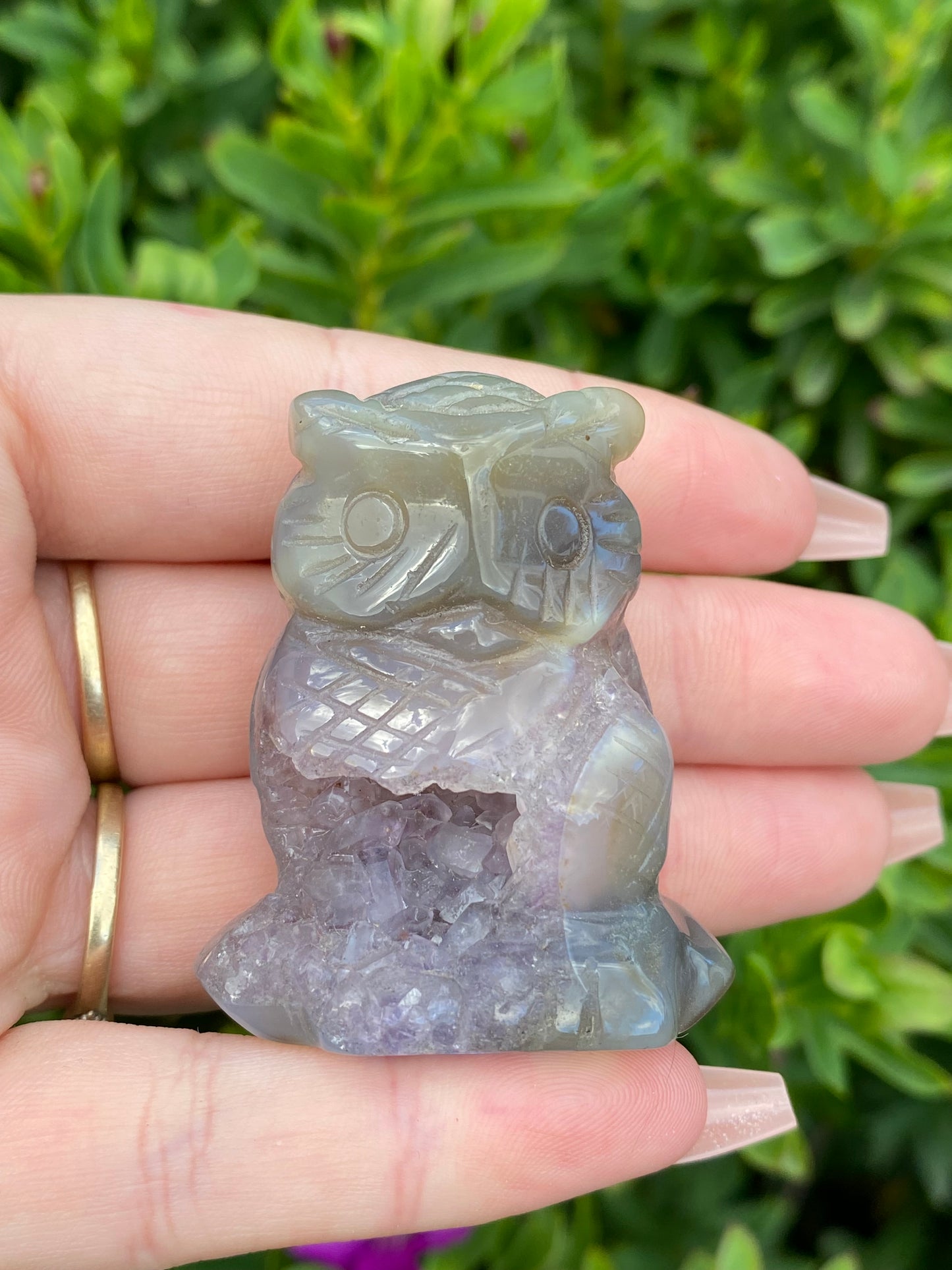 Drusey Agate Owl