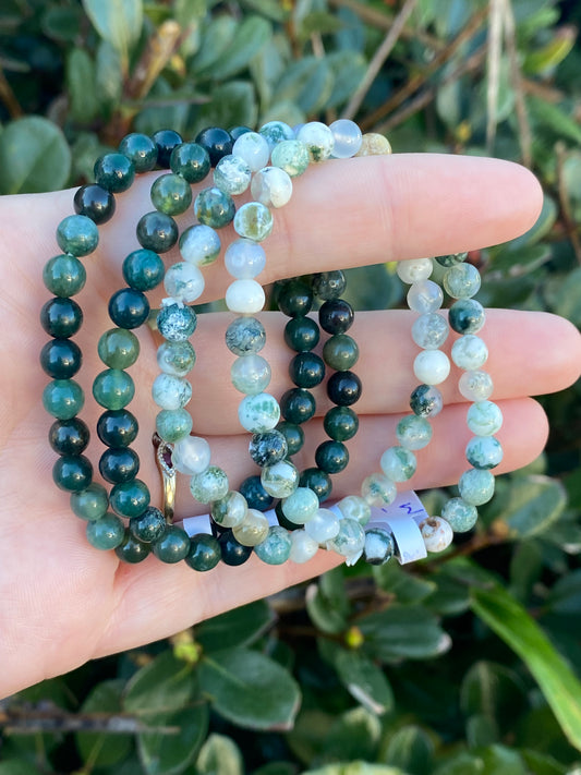 Moss Agate 6mm Bracelet