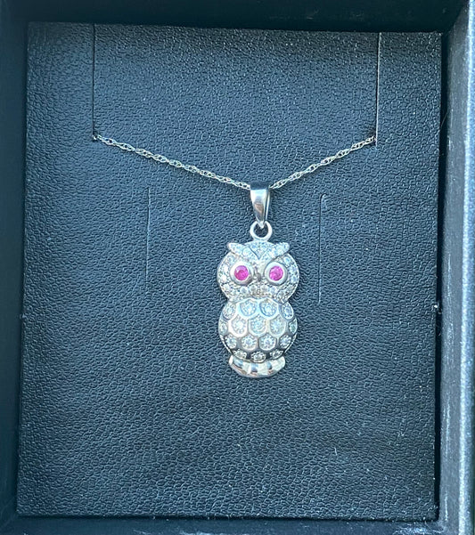 Sterling Silver 925 Owl Necklace