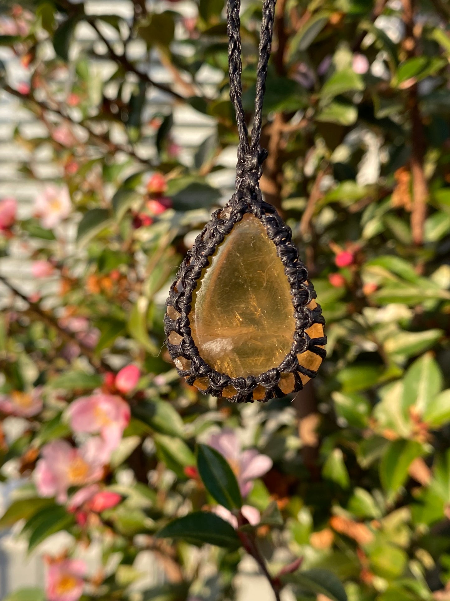 Honey Calcite Micro Macrame Necklace