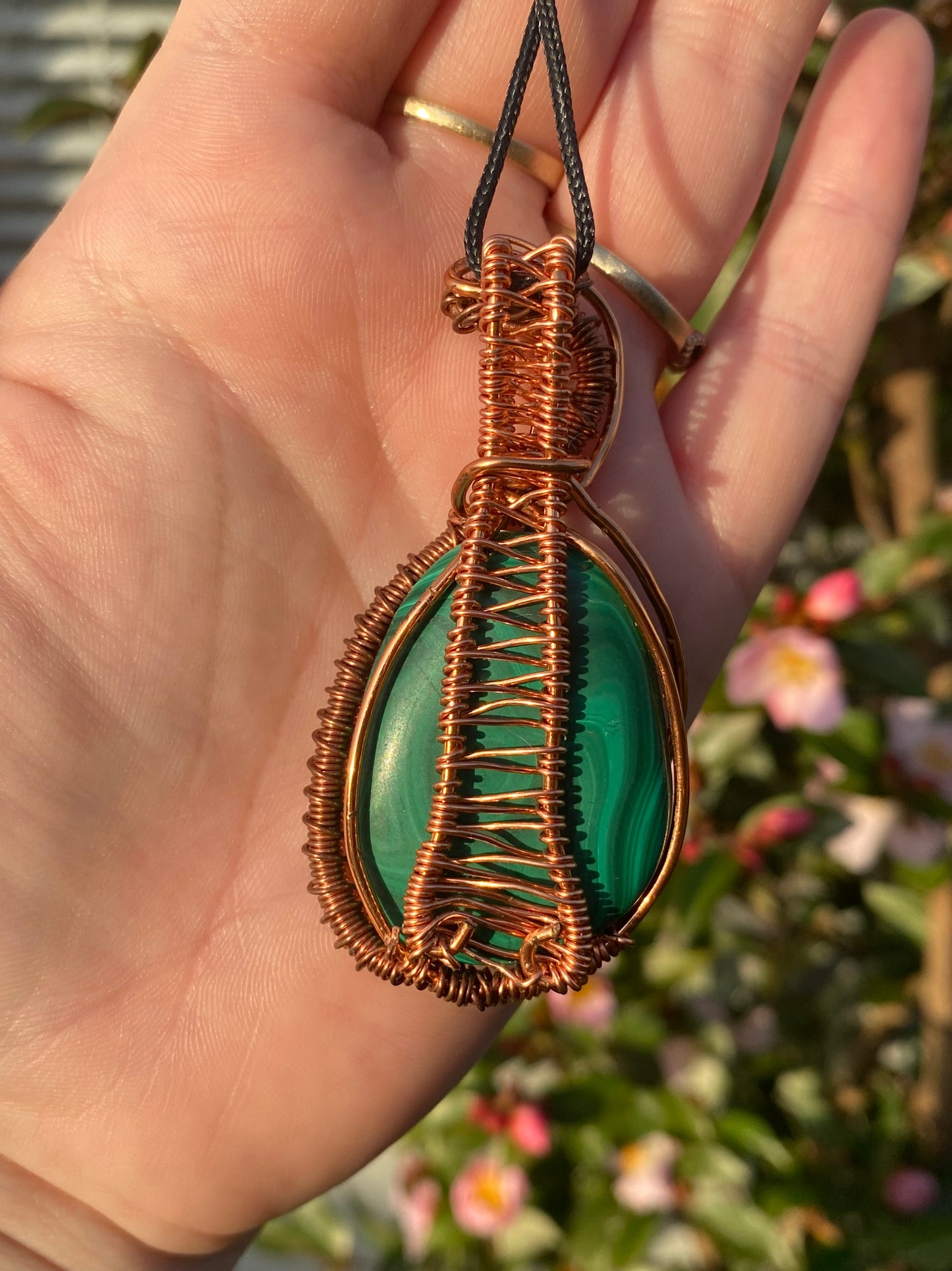 Malachite Copper Wrapped Pendant