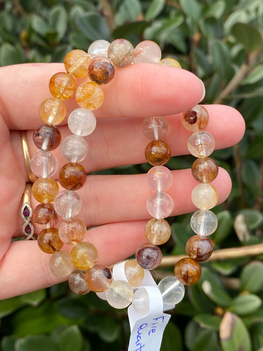 Mixed Fire/Golden Healer Quartz 8mm Bracelet